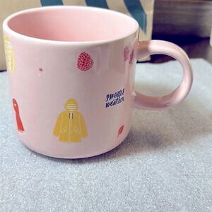 2018 Starbucks Coffee Co 12oz Ceramic Mug Cup Pink Stay Cozy (Fall/Winter/Trees)